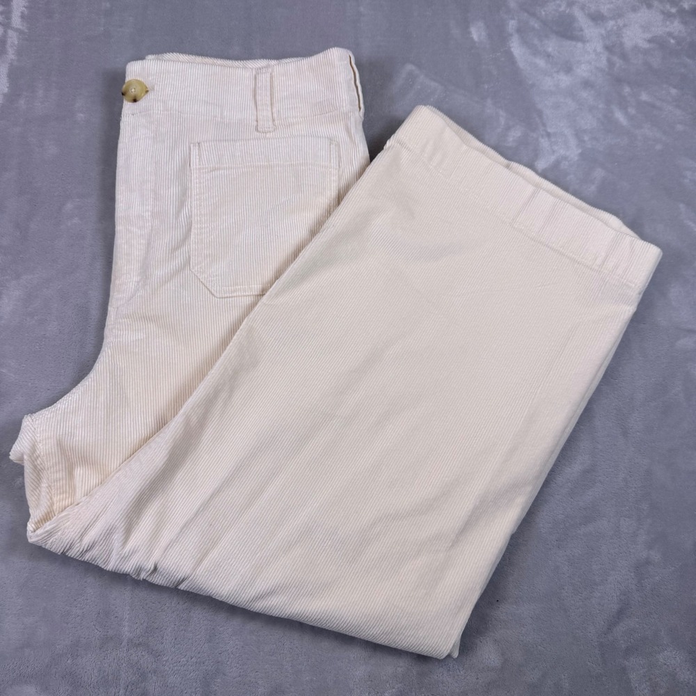 Maeve Anthropologie The Colette Corduroy Wide Leg Pants Ivory Cream Size 32